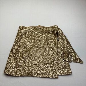 House of Harlow 1960 Size XS Gold Sequin Wrap Mini Skirt